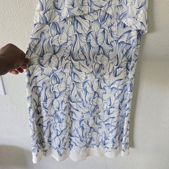 Tory Burch Dress Women XS Kaley White Blue Ellora Layered Floral Sleeveless - Picture 3 of 9